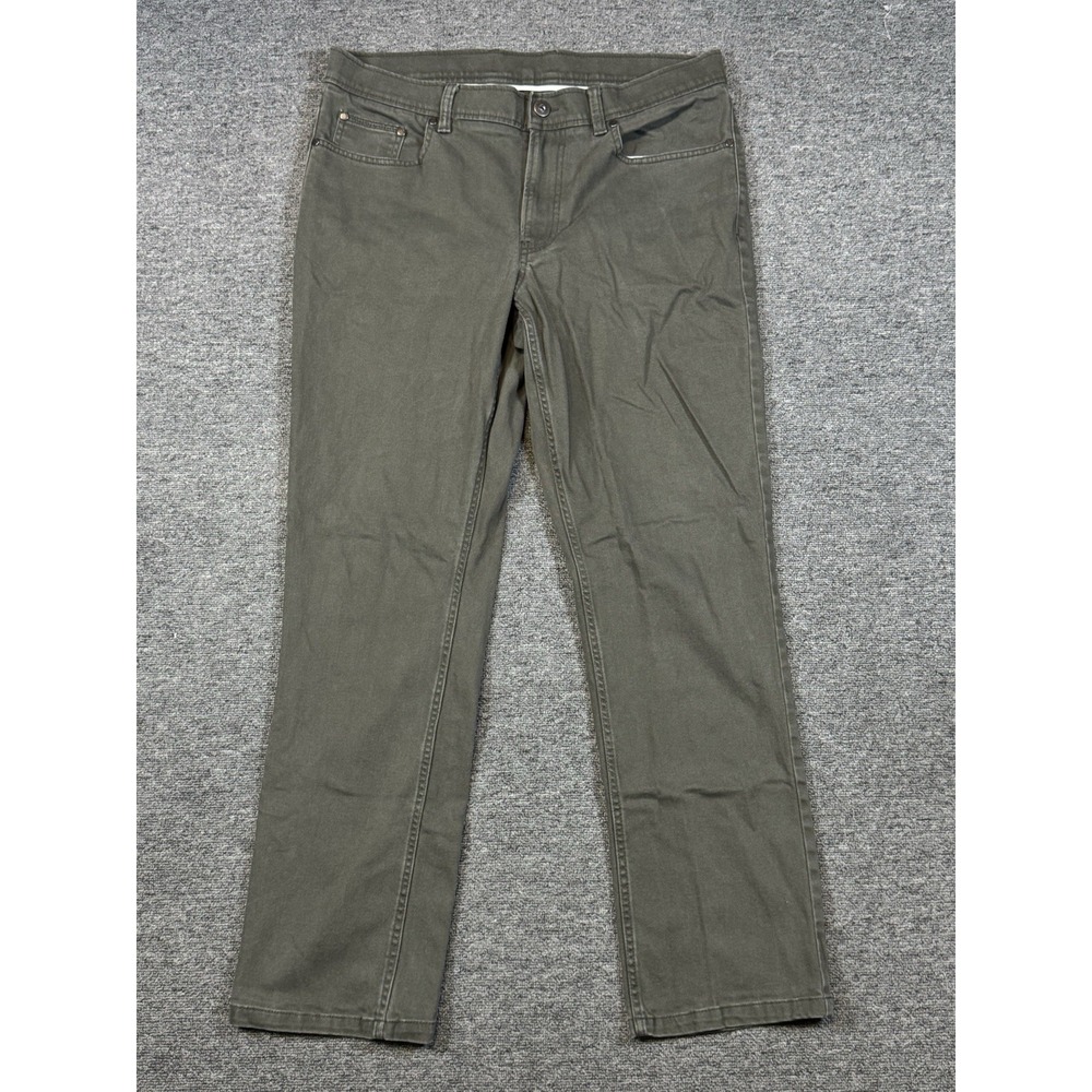 LL Bean Mens Standard Fit Chino Pants Olive Green 36x32 Stretch Cotton Trousers